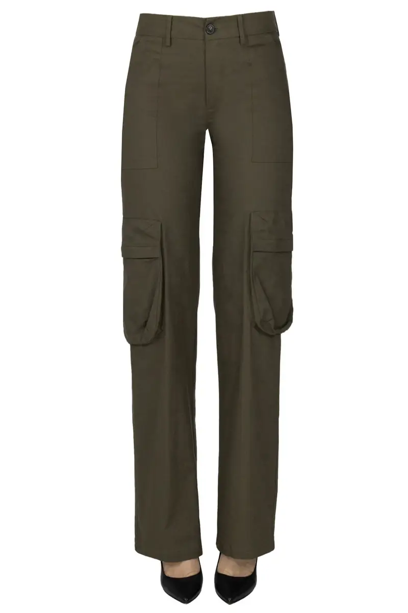 Pantaloni cargo in cotone lavorato