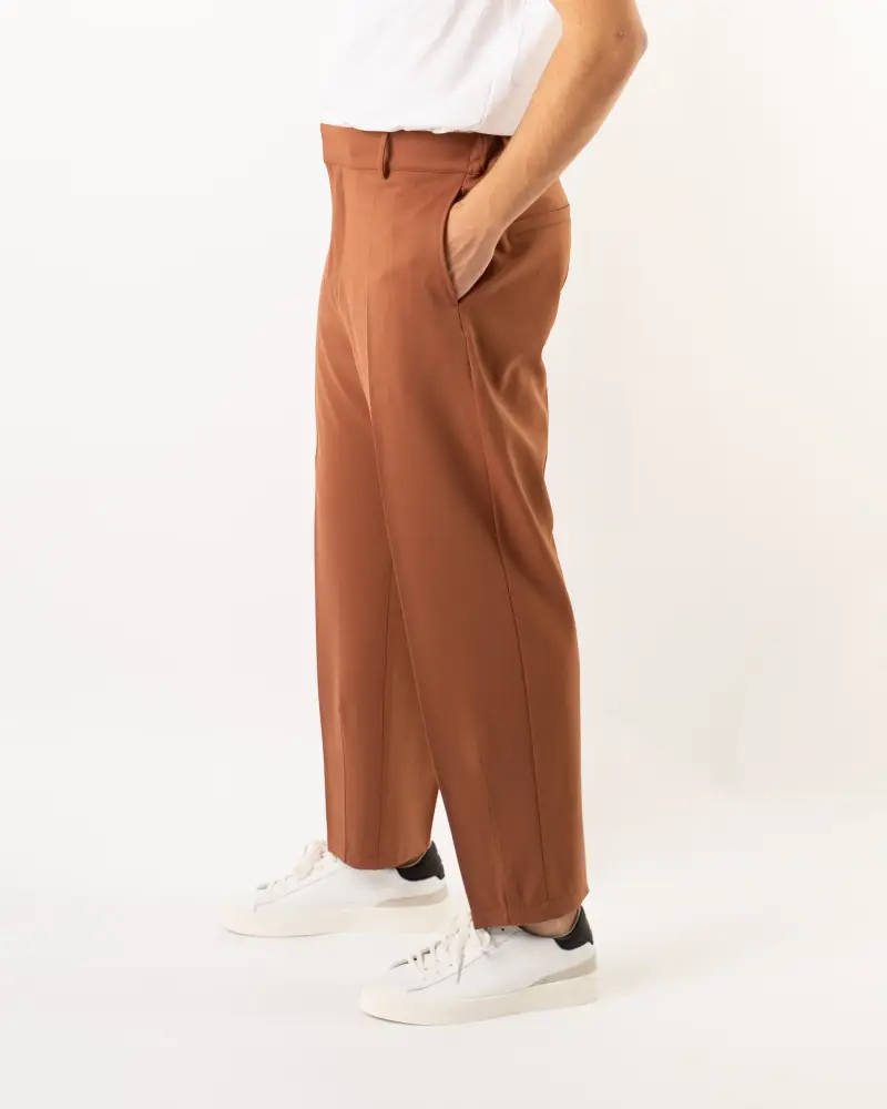 Pantaloni Vita Alta Tegola Moro