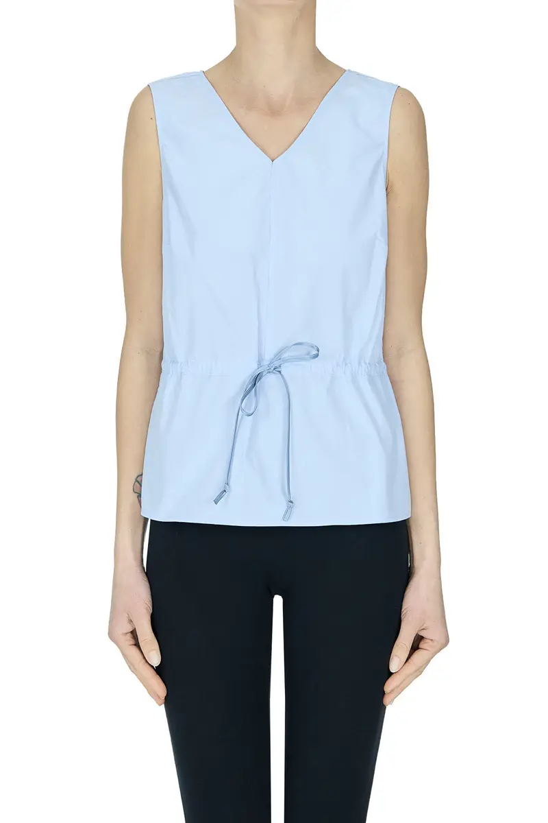 Top in cotone Celeste