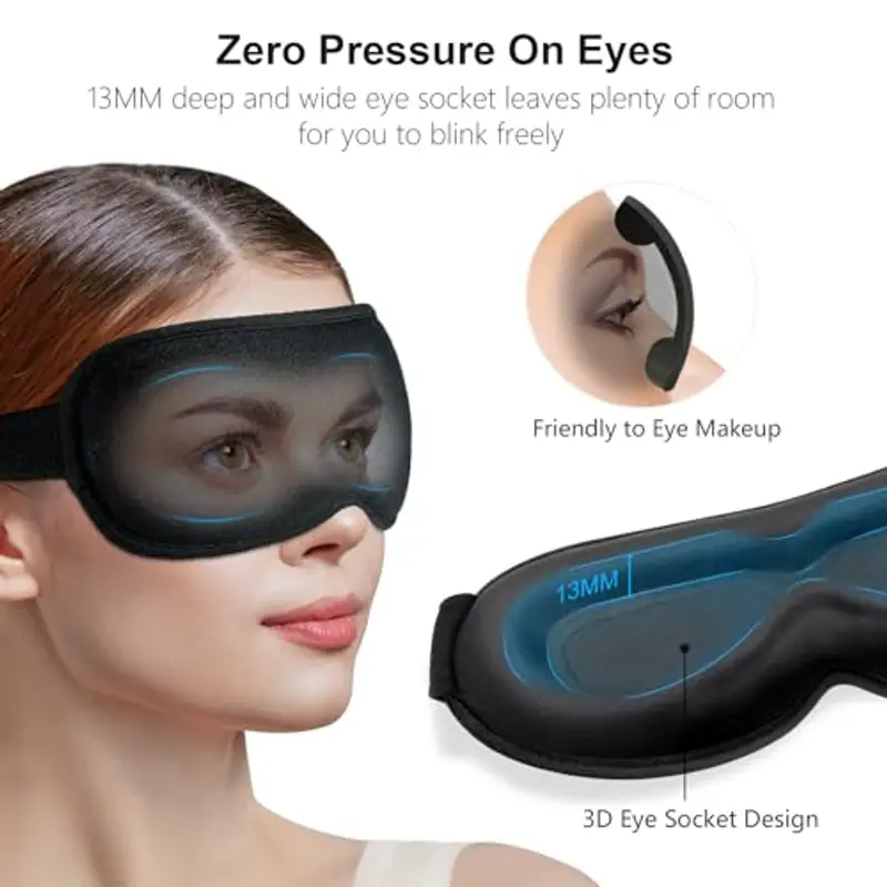 Gritin Mascherina per Dormire 3D, Upgrated Mascherina Maschera Occhi per Dormire per Bloccare la Luce, Pressione Oculare Zero, Super Morbido e Confortevole per il Sonno, Viaggi, Pisolino, Meditazione miniatura 3