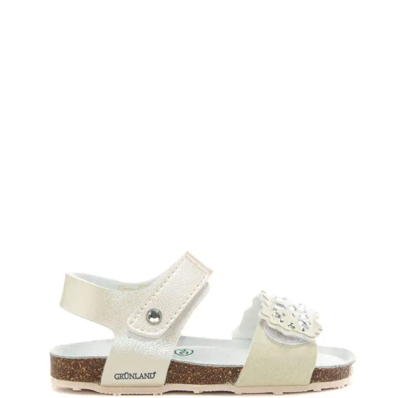 sandali da bambina afre con fascette regolabili e chiusura a strappo bianchi