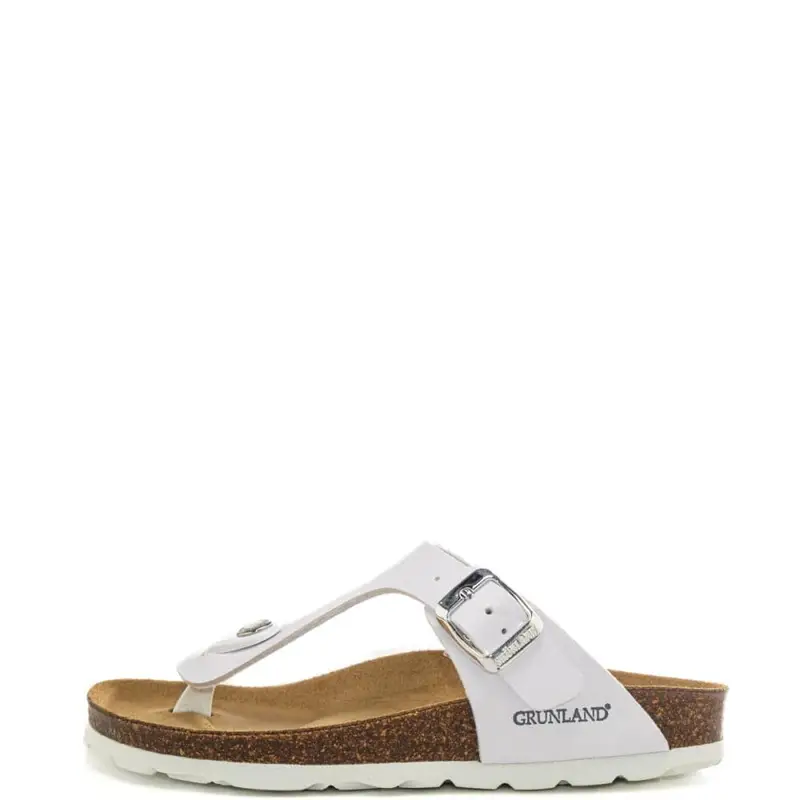 sandali da bambina luce a infradito con fascetta in vera pelle bianchi