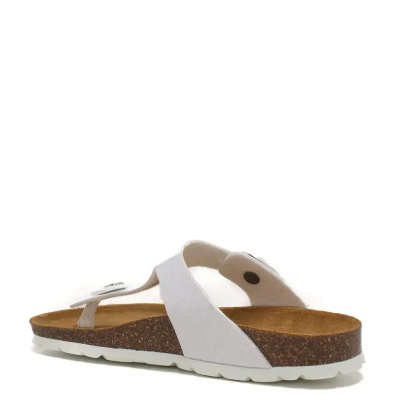 Grunland sandali da bambina luce a infradito con fascetta in vera pelle lucida glitter bianca miniatura 3