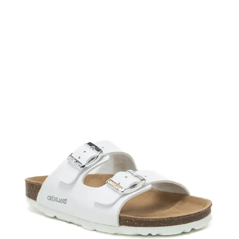 sandali da bambina luce con cinturini regolabili e maxi fibbie in metallo laminato bianchi miniatura 2