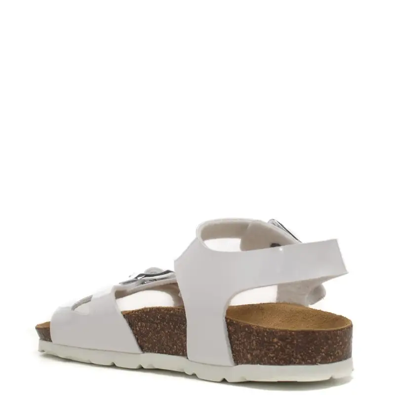 Grunland sandali da bambina luce con fascetta cut-out e cinturino in vera pelle verniciata bianca miniatura 3