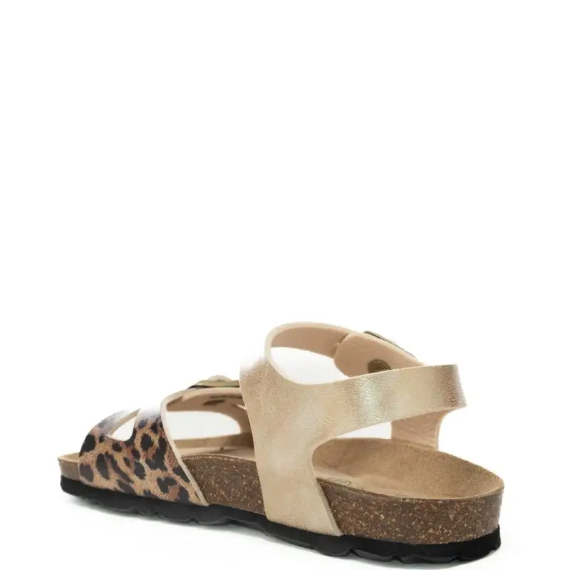 sandali da bambina luce con fascia frontale animalier, cinturini regolabili e maxi fibbie platino miniatura 3