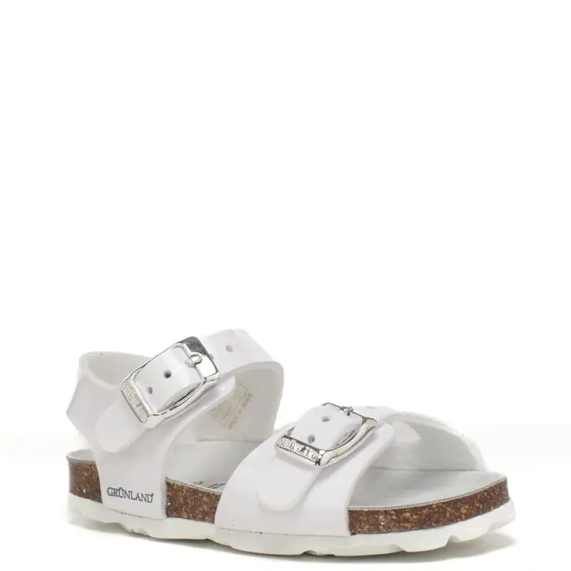Grunland sandali da bambina newborn aria con fascetta e cinturino in vera pelle verniciata bianca miniatura 2