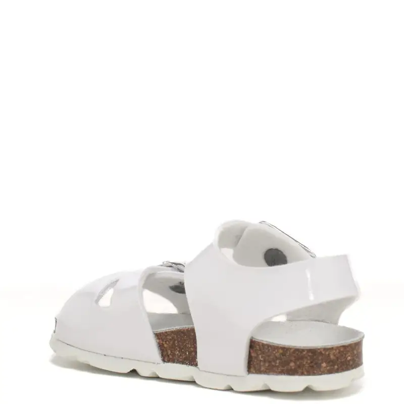 Grunland sandali da bambina newborn aria con fascetta e cinturino in vera pelle verniciata bianca miniatura 3