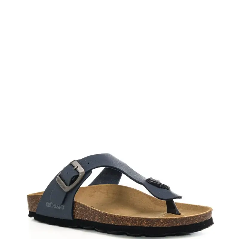 sandali da bambino luce a infradito con fascetta in vera pelle blu miniatura 2