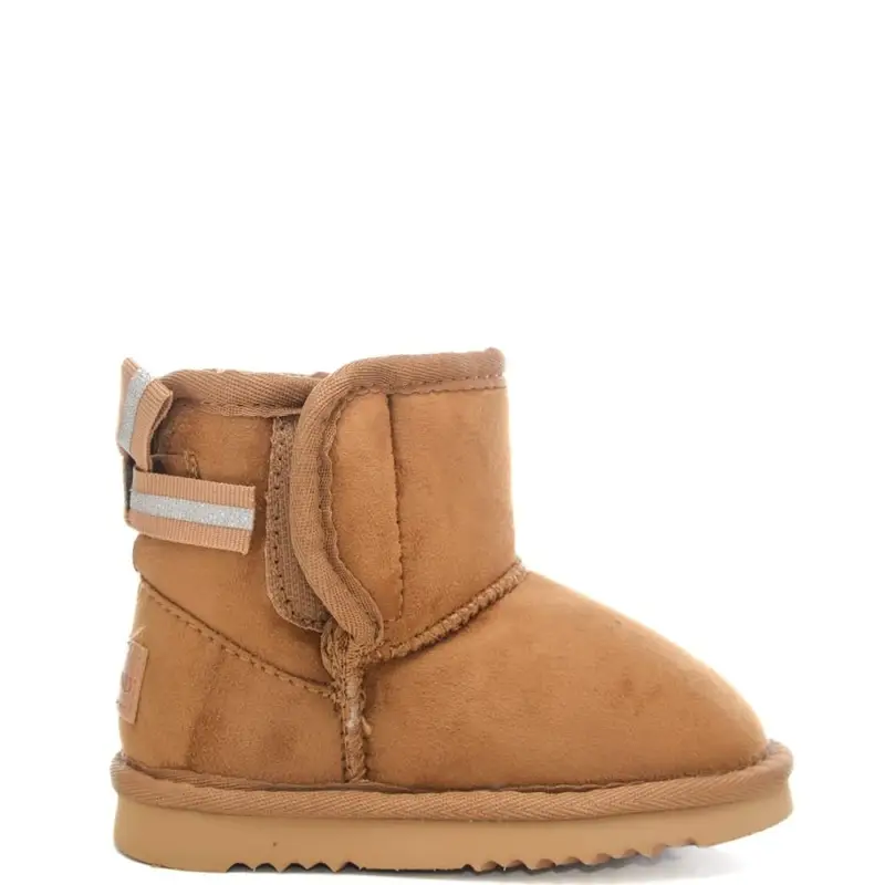 stivaletti da bambina croy in suede con fiocco in tessuto applicato sul retro cuoio