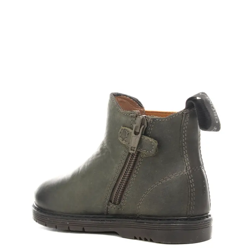 stivaletti da bambino nill in pelle con elastici laterali oliva ocra miniatura 3