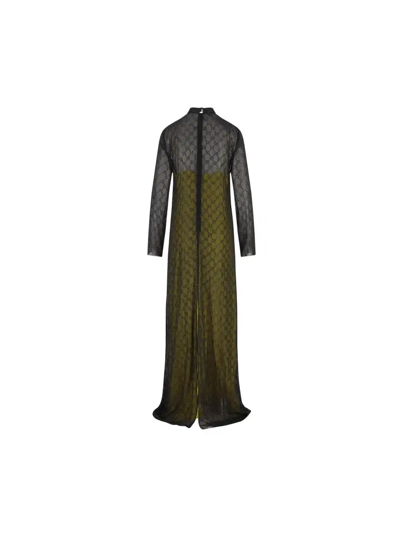 Abito Ricamato In Georgette Di Seta NERO miniatura 2