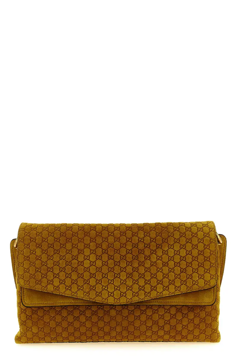 Borsa A Spalla Suede Gg Media Giallo