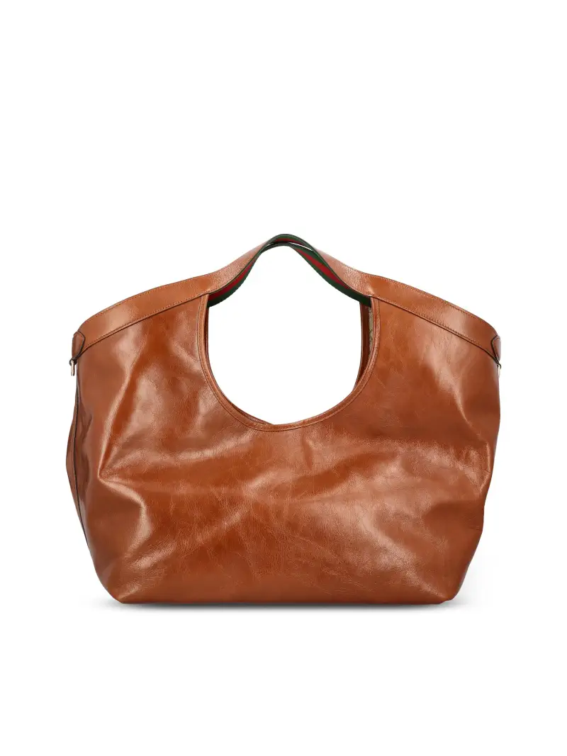 Borsa Shopping Gucci Giglio Grande MARRONE miniatura 2