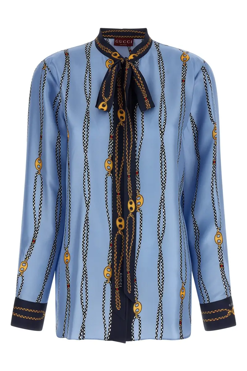 Camicia Collo Lavallière Azzurro