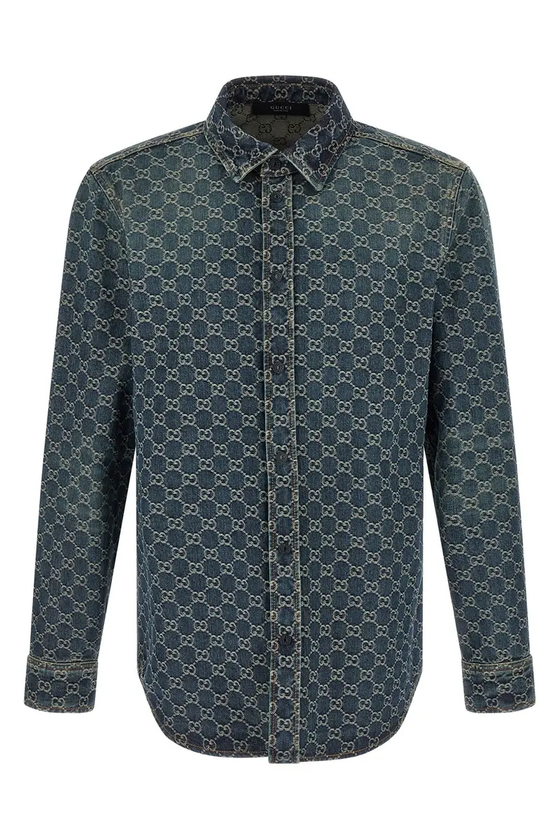 Camicia Gg Jacquard Blu