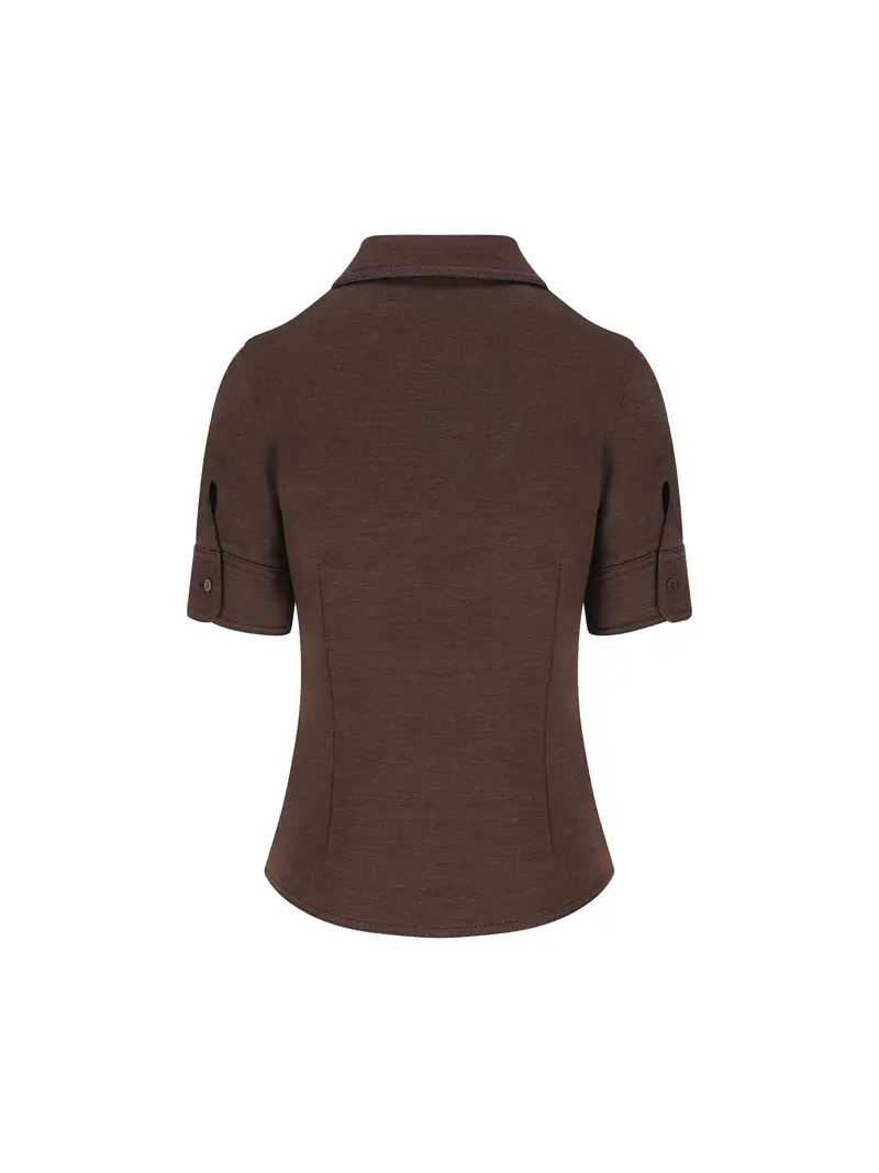 Camicia In Cotone E Lana MARRONE miniatura 2