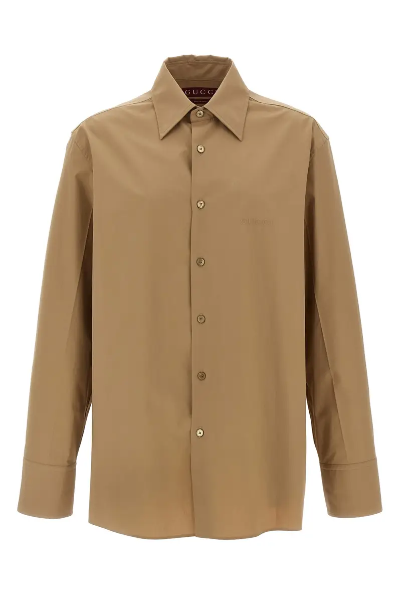 Camicia Logo Rilievo Beige