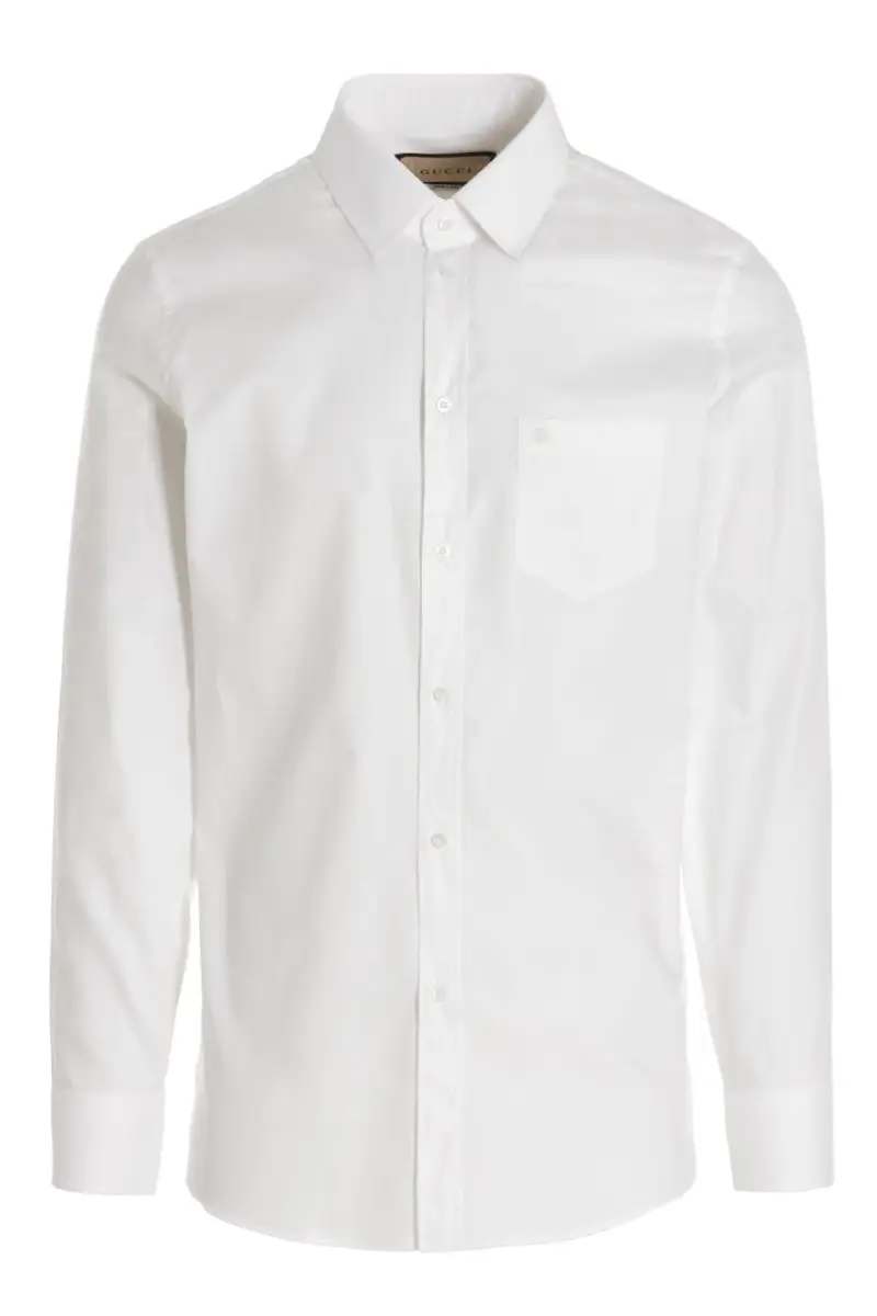 Camicia Ricamo Logo Bianco