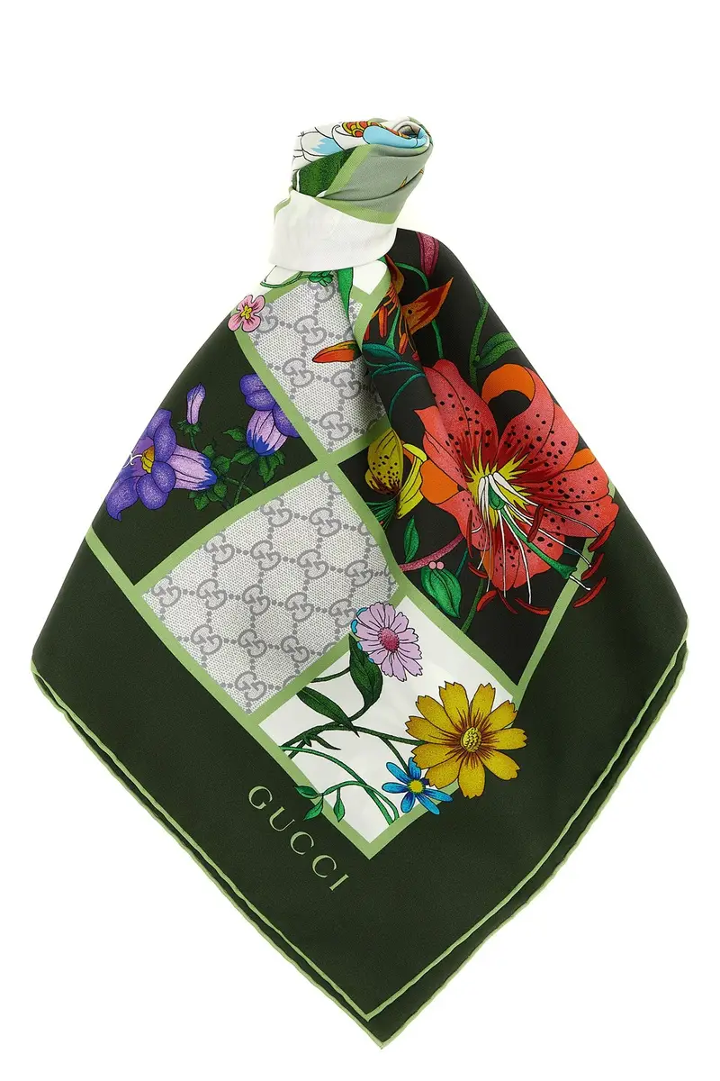 Carré Seta Flora E Gg Nero