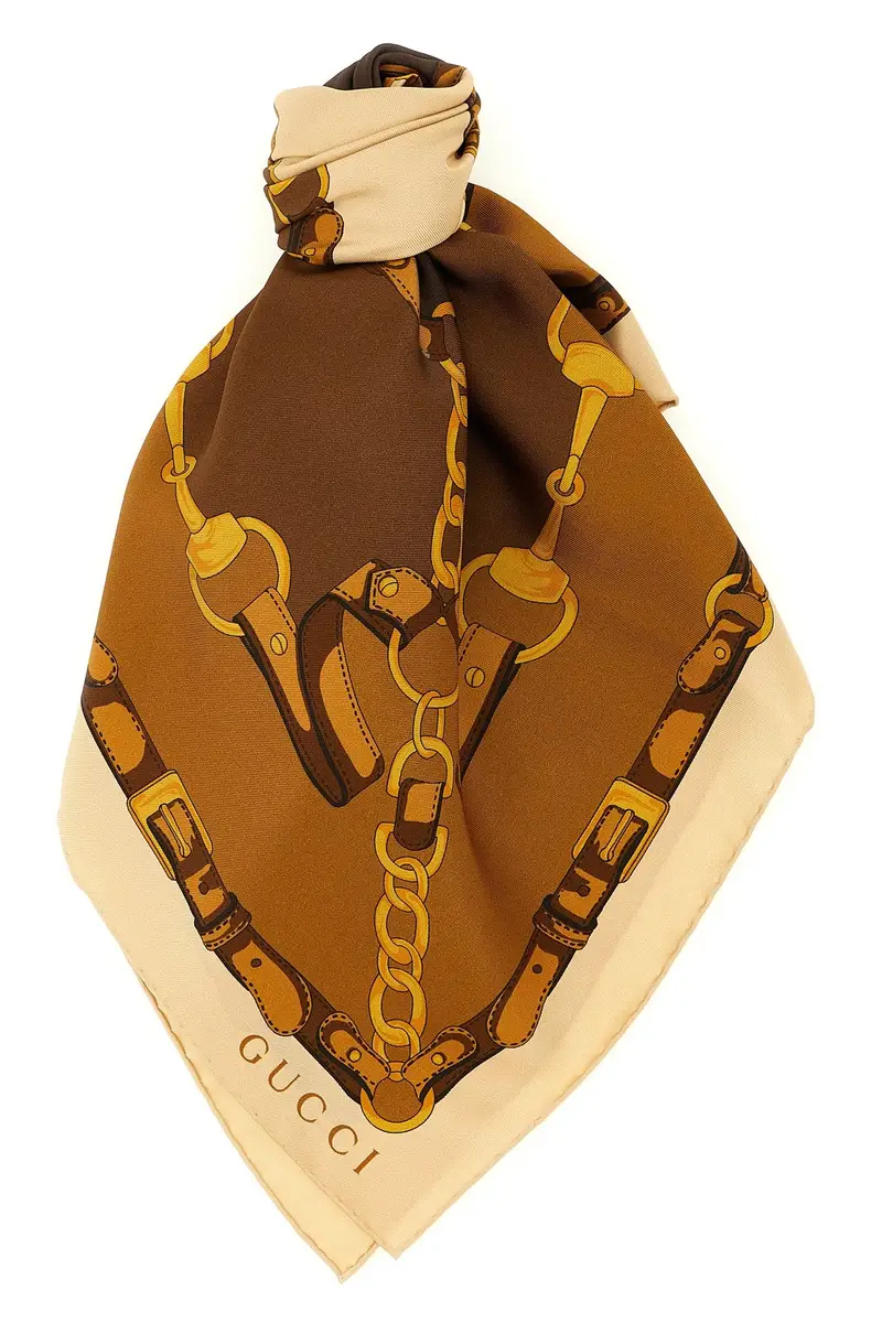 Carré Seta Morsetto Marrone