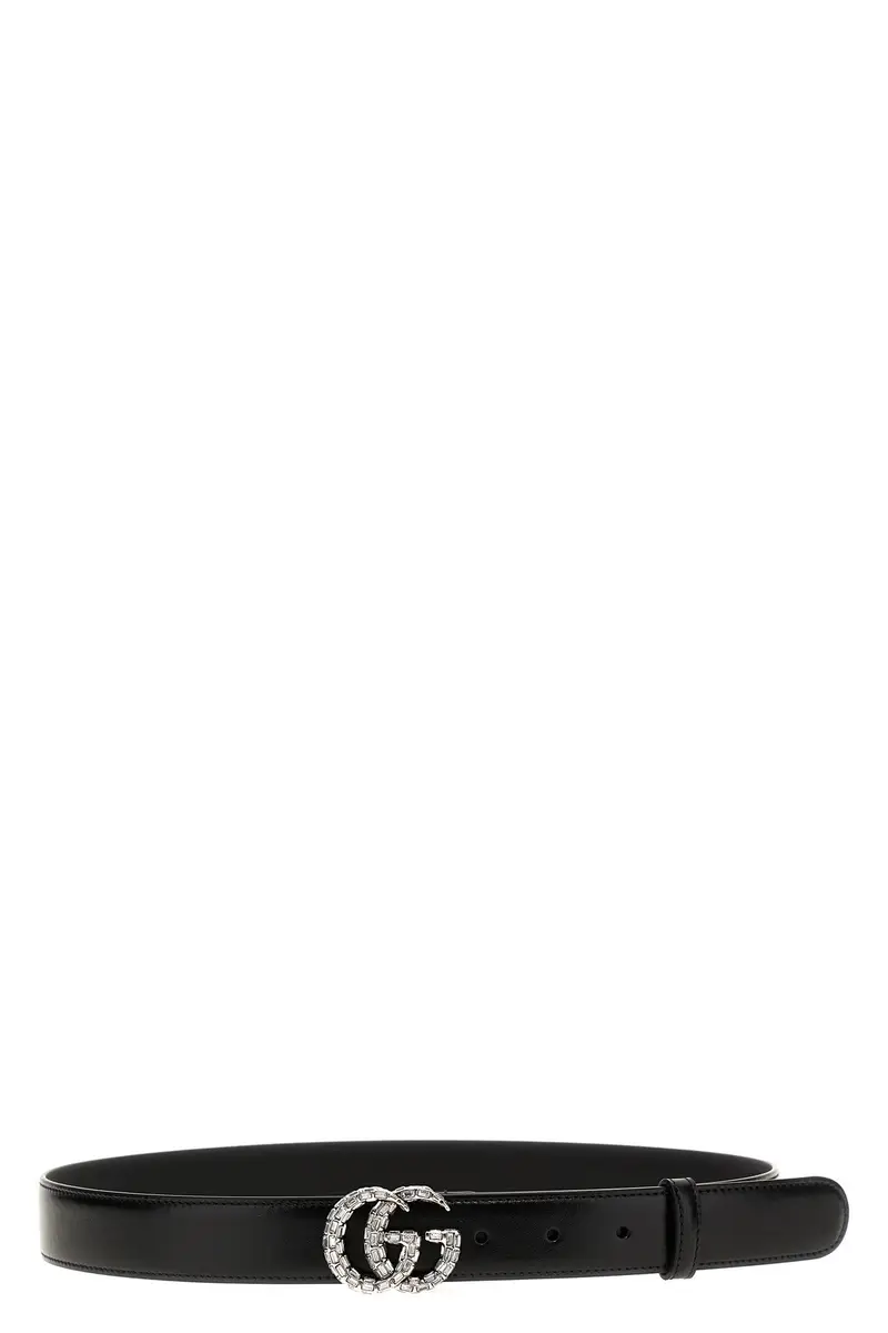 Gucci Cintura GG Marmont Nero in pelle con fibbia logo