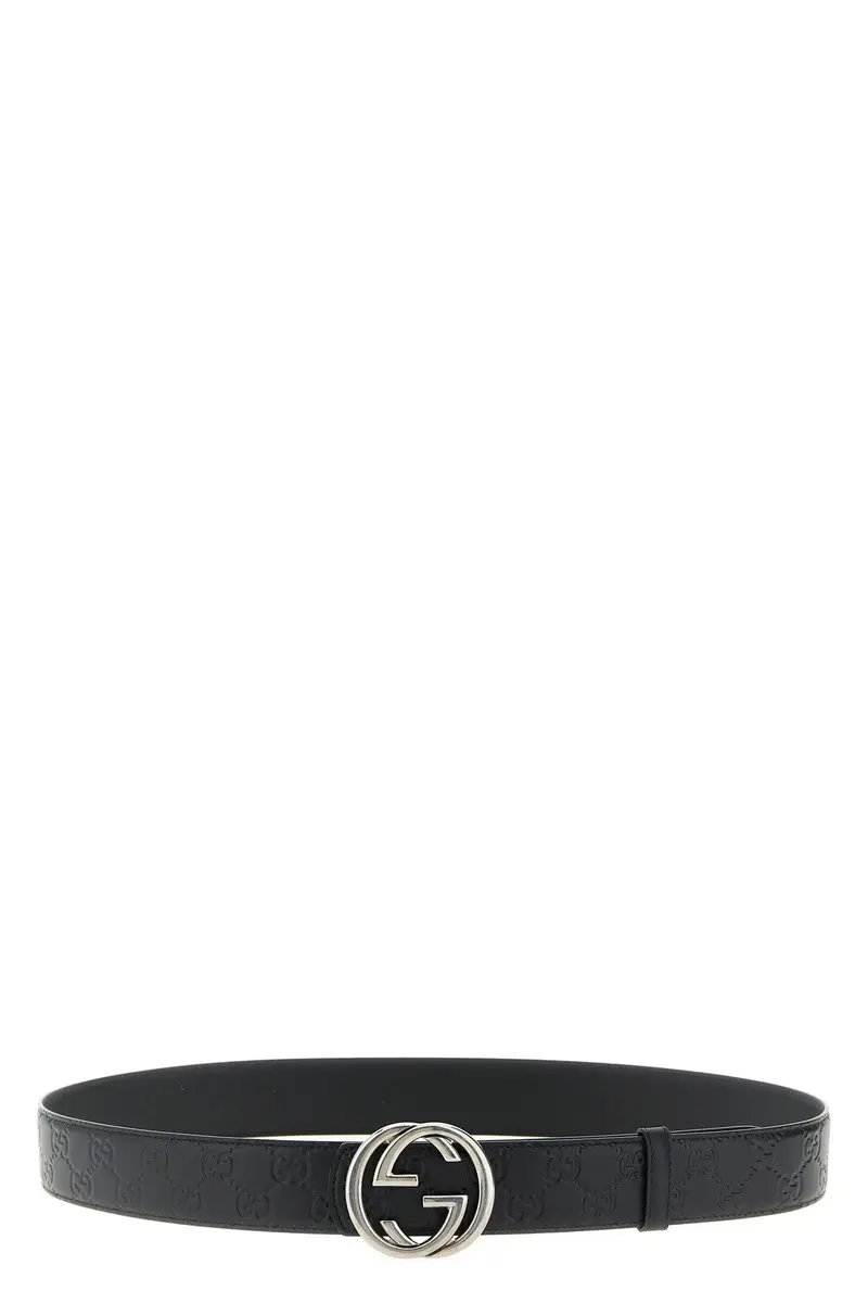 Cintura Reversibile Incrocio Gg Nero