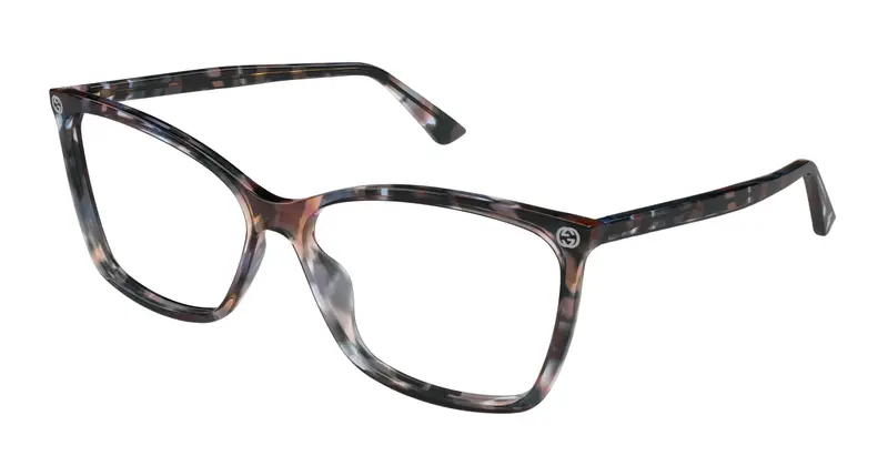 Gucci Donna GG0025O 013 Montature da vista Acetato Havana Trasparente Cat Eye