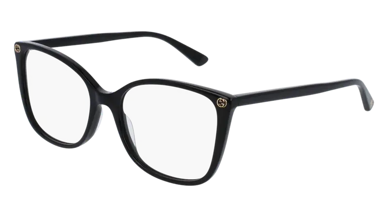 Gucci Donna GG0026O 001 Montature da vista Acetato Nero Trasparente Cat Eye