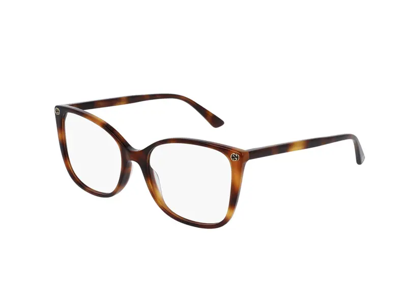 Gucci Donna GG0026O 002 Montature da vista Acetato Havana Trasparente Cat Eye