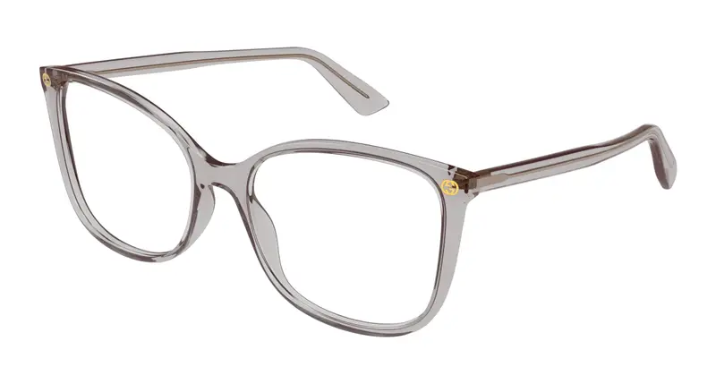 Gucci Donna GG0026O 018 Montature da vista Acetato Grigio Trasparente Cat Eye