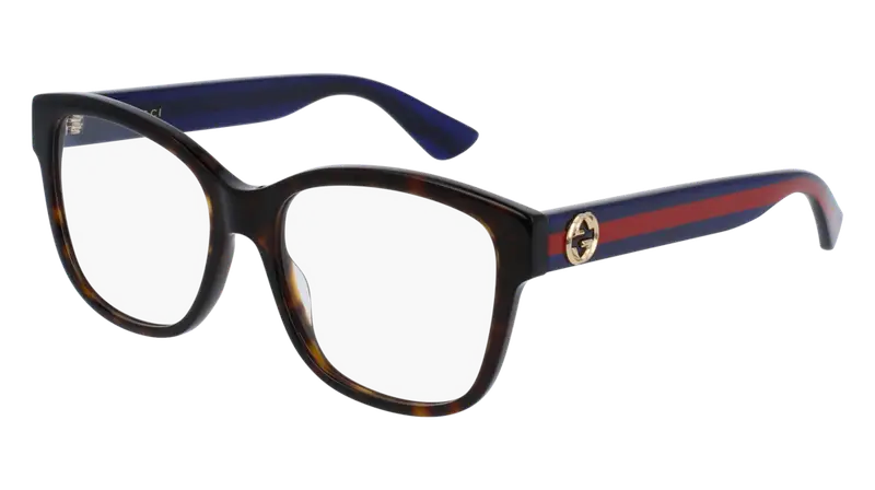 Gucci Donna GG0038ON 003 Montature da vista Acetato Havana/Blu  Squadrata