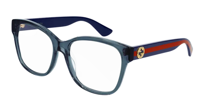 Gucci Donna GG0038ON 012 Montature da vista  Blu Trasparente Squadrata