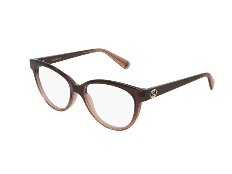 Gucci Donna GG0373O 003 Montature da vista Acetato Marrone Trasparente Cat Eye