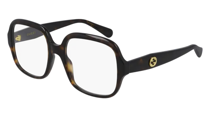 Gucci Donna GG0799O 002 Montature da vista Acetato Havana Trasparente Squadrata