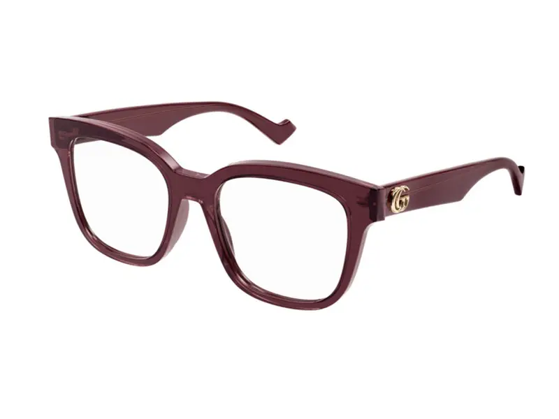 Gucci Donna GG0958O 006 Montature da vista Acetato Bordeaux Trasparente Squadrata