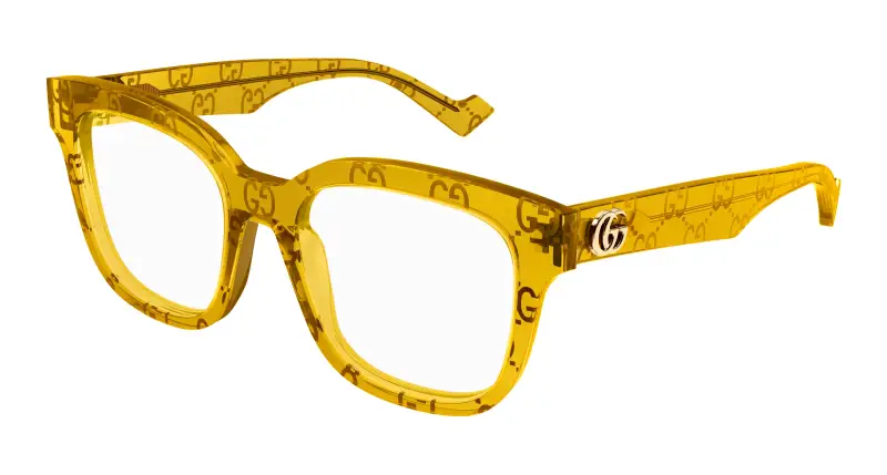 Donna GG0958O 012 Montature da vista Acetato Giallo Trasparente Squadrata