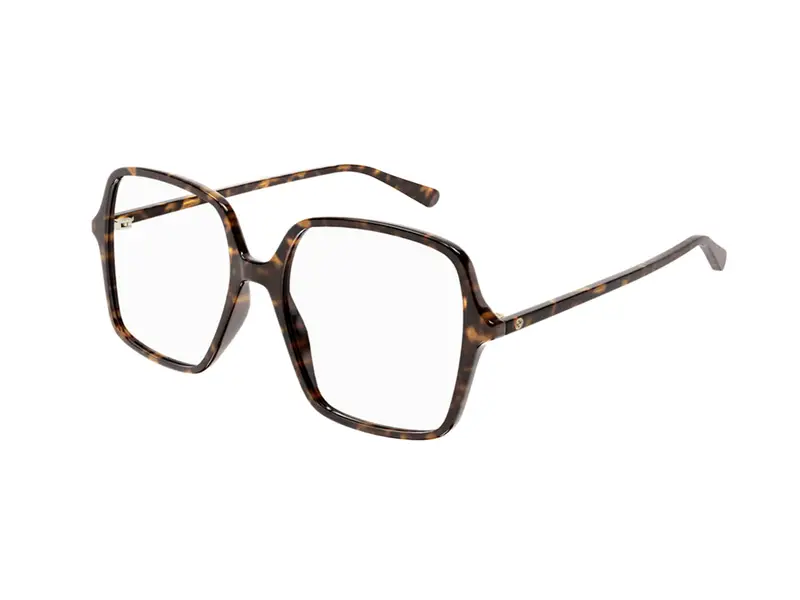 Gucci Donna GG1003O 002 Montature da vista Acetato Havana Trasparente Squadrata