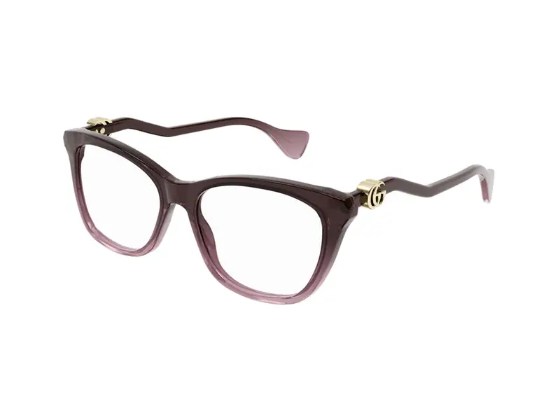 Gucci Donna GG1012O 003 Montature da vista Acetato Bordeaux Trasparente Squadrata