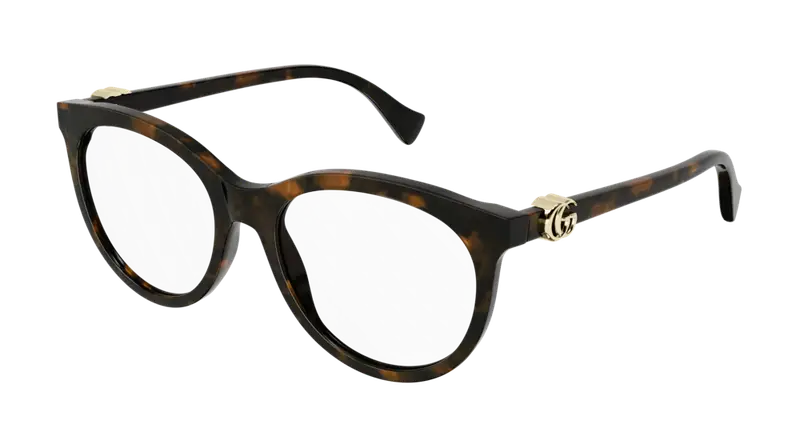 Gucci Donna GG1074O 005 Montature da vista Acetato Havana Trasparente Cat Eye