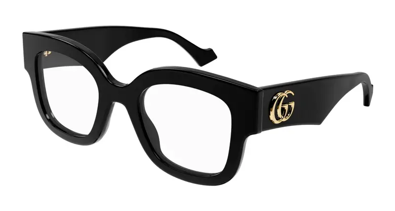 Gucci Donna GG1423O 001 Montature da vista Acetato Nero Trasparente Cat Eye