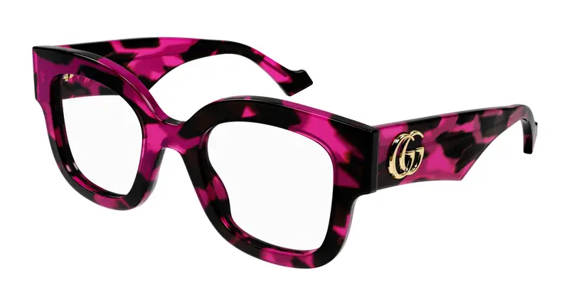 Gucci Donna GG1423O 003 Montature da vista Acetato Havana Trasparente Cat Eye