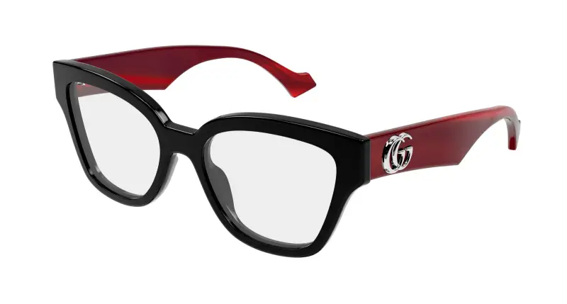 Donna GG1424O 013 Montature da vista Acetato Nero Trasparente Rotonda