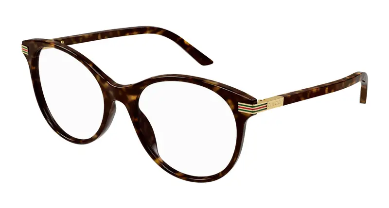 Gucci Donna GG1450O 002 Montature da vista Acetato Havana Trasparente Pantos
