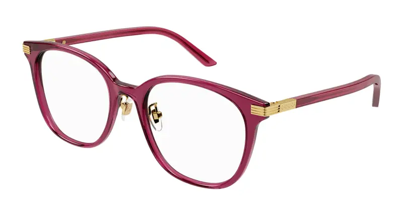 Donna GG1453OK 003 Montature da vista Acetato Bordeaux Trasparente Rotonda