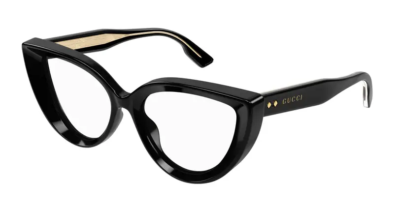 Gucci Donna GG1530O 001 Montature da vista Acetato Nero Trasparente Cat Eye
