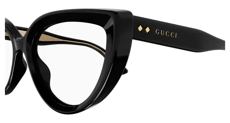 Gucci Donna GG1530O 001 Montature da vista Acetato Nero Trasparente Cat Eye miniatura 2