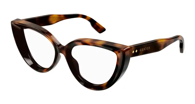 Gucci Donna GG1530O 002 Montature da vista Acetato Havana Trasparente Cat Eye