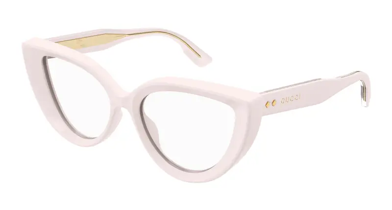 Gucci Donna GG1530O 004 Montature da vista Acetato Avorio Trasparente Cat Eye
