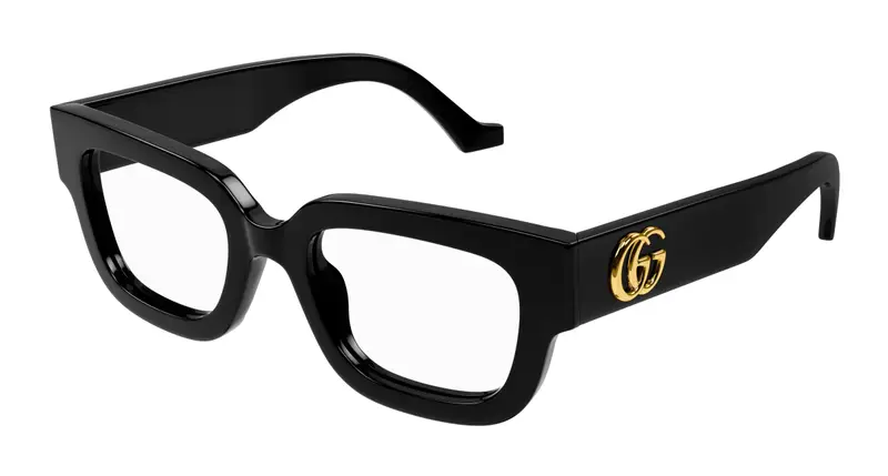 Gucci Donna GG1548O 001 Montature da vista Acetato Nero Trasparente Squadrata